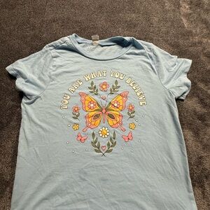 Girls Butterfly Graphic Tee – Inspirational Quote – Size L